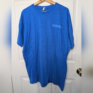 Subaru Mens T Shirt Blue Short Sleeve Cotton Size 2XL XXL Logo Graphic Tee